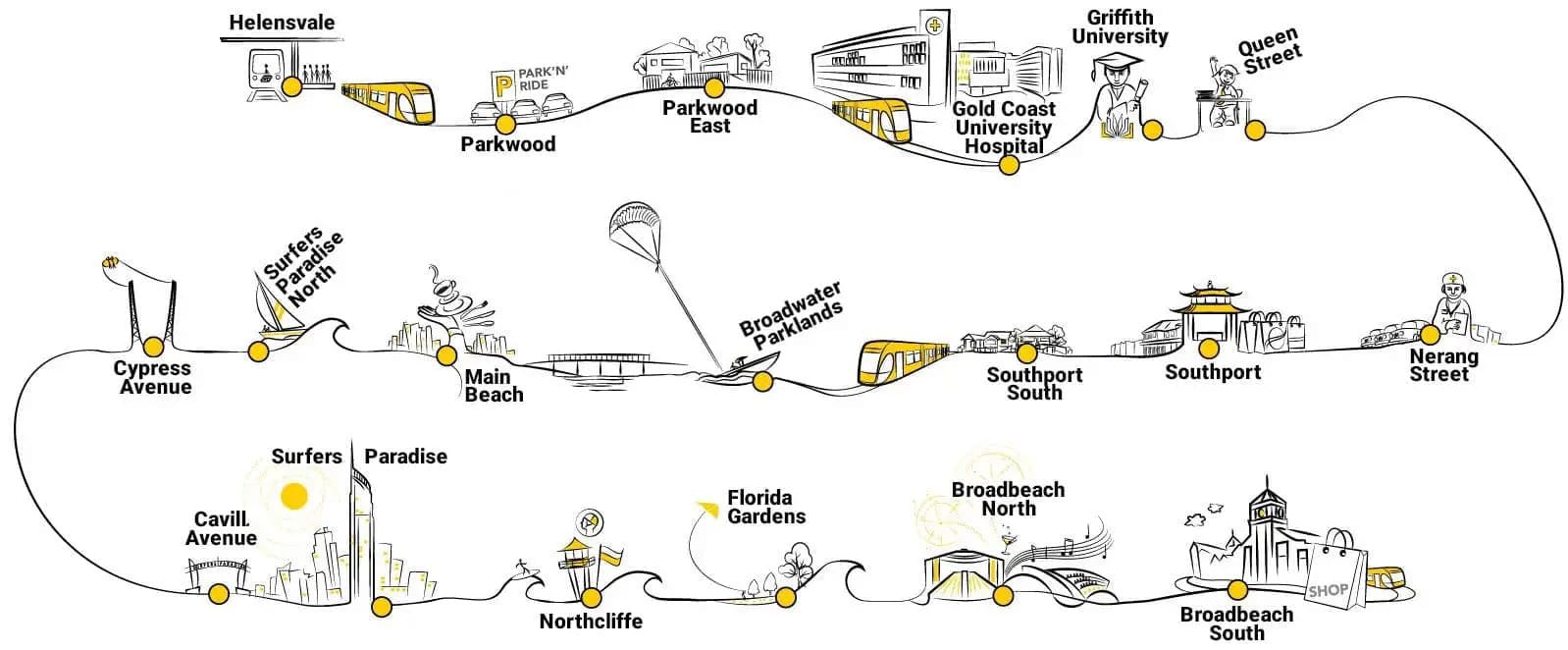 G:link tram map Gold Coast G:link tram map Gold Coast